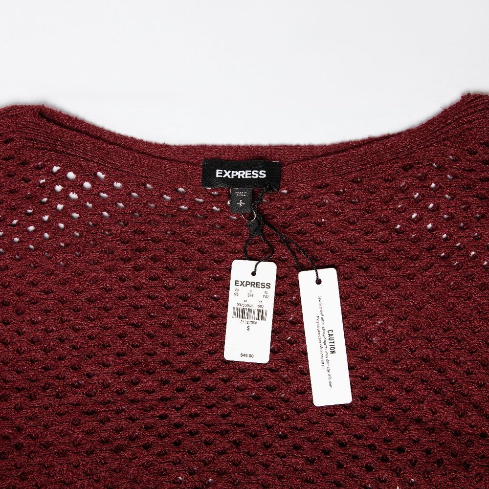 NEW! Merlot Open Stitch Dolman Sweater - Picture 5 of 6